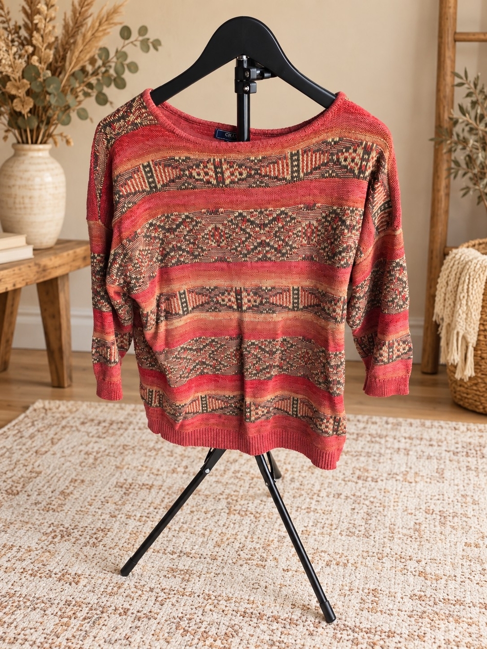 Chaps Pullover Knit Sweater Southwestern / Aztec / Geometric - Picture 2 of 7